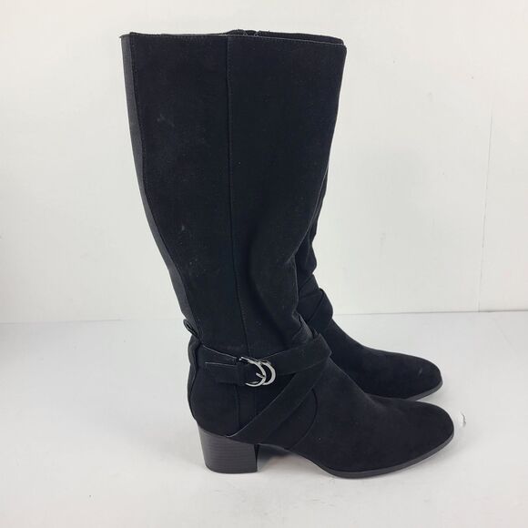 Anne Klein AKMAIA Knee High Faux suede Regular Calf Boots Black Size 11 - Picture 8 of 16